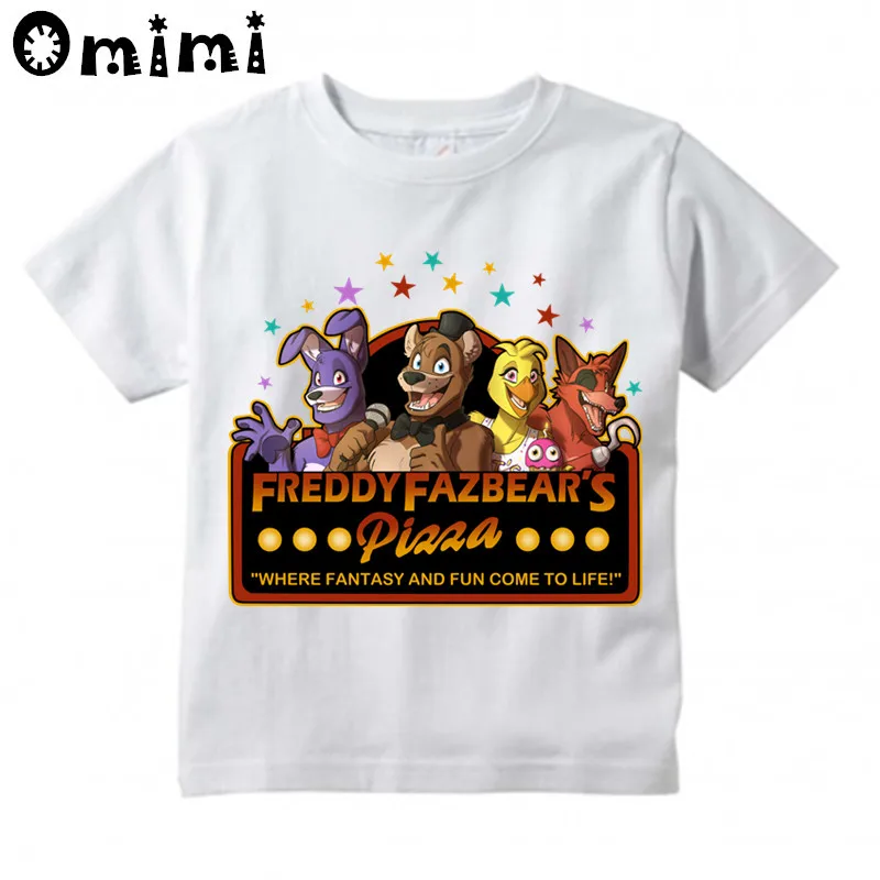 

Boys/Girls Five Night At Freddy Fnaf Printed T Shirt Kids Short Sleeve Tops Children's White T-Shirt