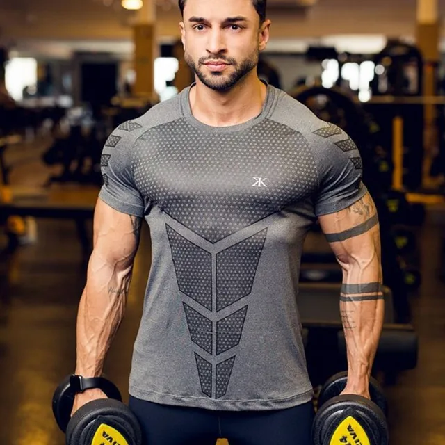 US $7.27 Mens Running Sports t shirts Gym Fitness Training Compression Skinny Tshirt Male Crossfit Bodybuil