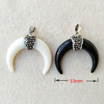 

Wholesale 10 Pcs OX Horn shape Pendant,Pave Rhinestone Crystal Caps Charms,DIY Jewelry necklace earrings making supplies P174