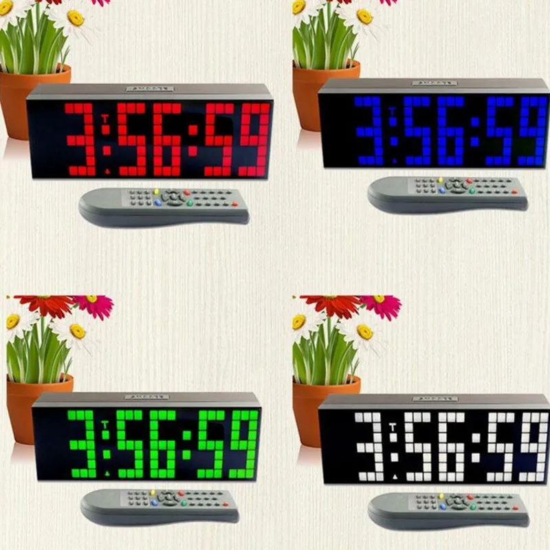 2016 New Wooden led wall clock Digital Wall Watch Big Screen Dual Alarm Watch With Snooze