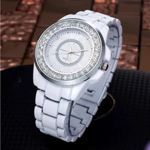 2017 la Venta Caliente Nueva Moda Mujeres Rhinestone Relojes de Alta Calidad De Imitación De Cerámica Mujeres Viste el Reloj de Cuarzo Ocasional Relojes de Pulsera