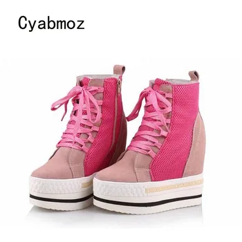 

Cyabmoz Women Shoes Woman Platform Wedge High heels Mixed colors Breathable Ladies Shoes Zapatillas Zapatos mujer Tenis feminino