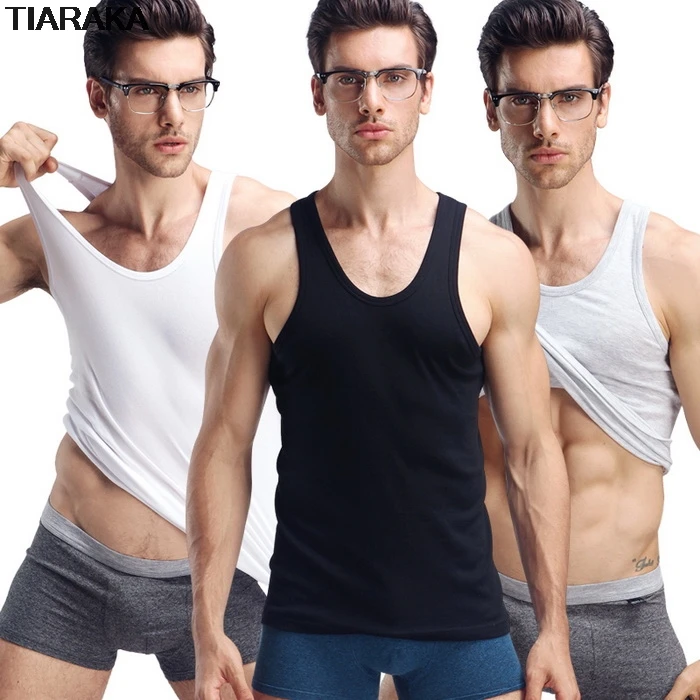 

3pcs/lot Men's Undershirt Bottoming Shirt Solid Color Cotton Men Casual Top Shirt Slim Male Underwear Tank Vest