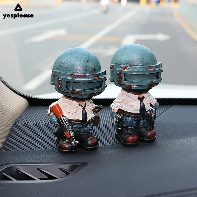  Car Cute Resin Doll PUBG Playerunknowns Battlegrounds Ornament Automotive Interior Soldier Dash boa