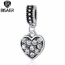 Подарок на день Святого Валентина сердечко серебряного цвета Подвеска подходит браслет bisaer ювелирные изделия женские модные аксессуары WEU5330