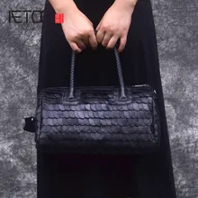 AETOO Retro fashion winter big bag portable fish scales sheepskin handbags fashion Europe shopping fashion handbags