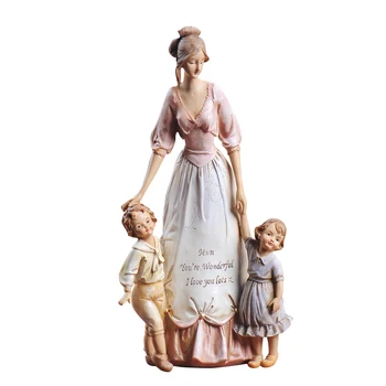 

European Retro Resin Mother Child Ornament Craft Home Table Mom Children Figurines People Decoration Love Gifts Art R2191