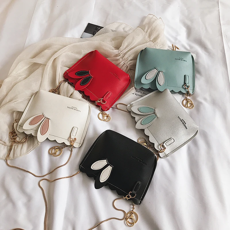 

Bolsas Feminina Ins Ears One Shoulder Joker Mini Mobile Phone Bag Korean Version Of The Slung Small Female 2019 On New Chain