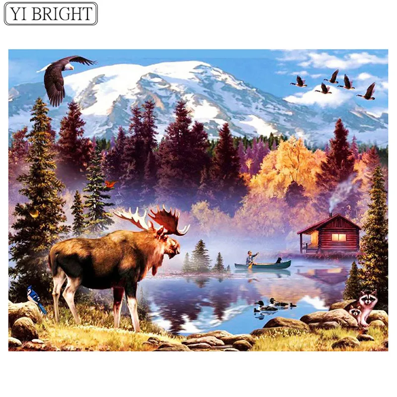 

Diamond Painting Deer Diamond Embroidery Animal Full Round Rhinestone Mosaic Painting Crystal Home Decorative XY1
