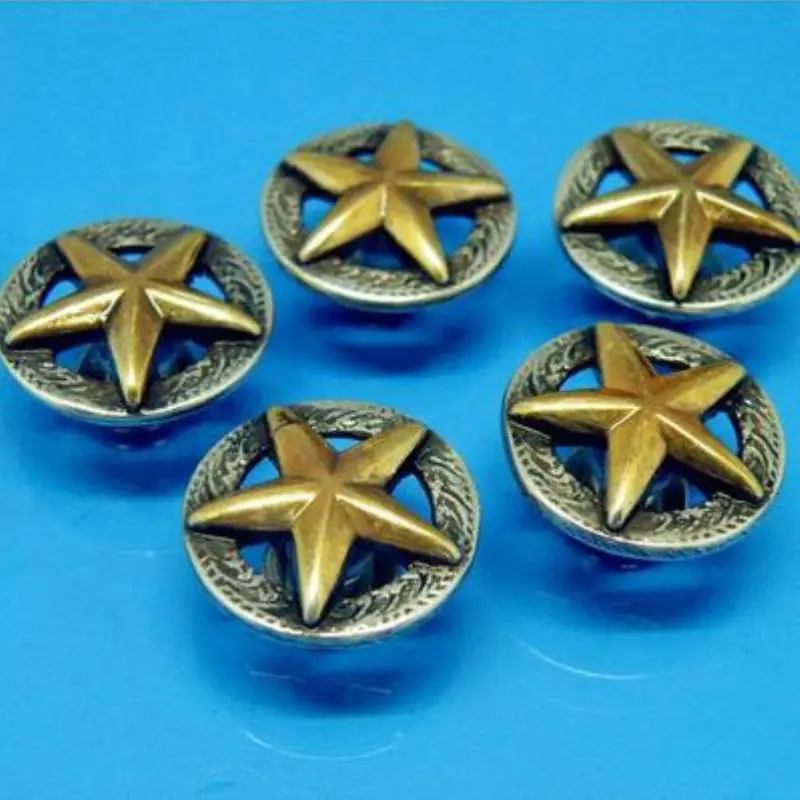 

DIY Leathercraft Hardware 3/4''(19mm) Western Texas Star Concho Antique Silver & Gold Plated #JP-1710SG-19