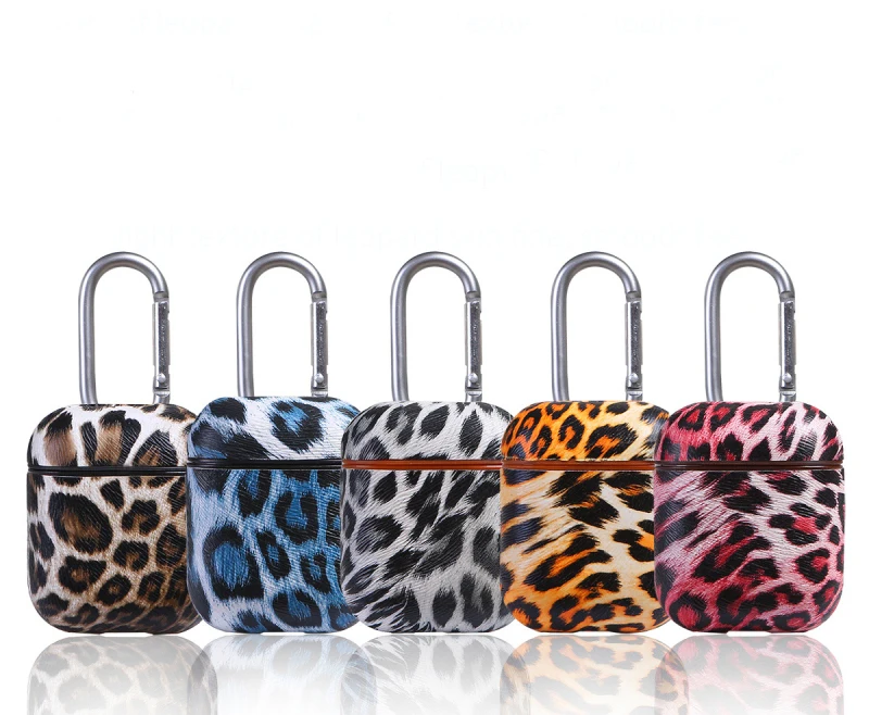 

Best Luxury Leopard Grain Case For Airpods Genuine Leather Off White Bag Protection With Keychain For i10 i20 i30 i60 i80 tws