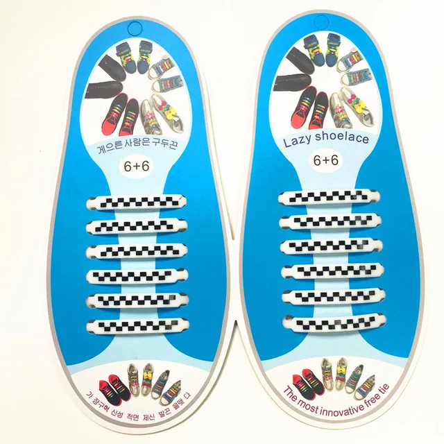 EPHER эластичные шнурки черный белый проверить силиконовые обувные крепежи проверить флаг силиконовые шнурки Racewear 12 штук в упаковке - Цвет: 1