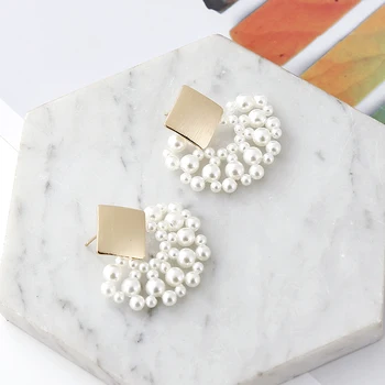 

New Design Originality Europe Style Women Jewelry Geometric Earrings Girl Birthday Party Multi Pearl Suit Package 2019 Gift