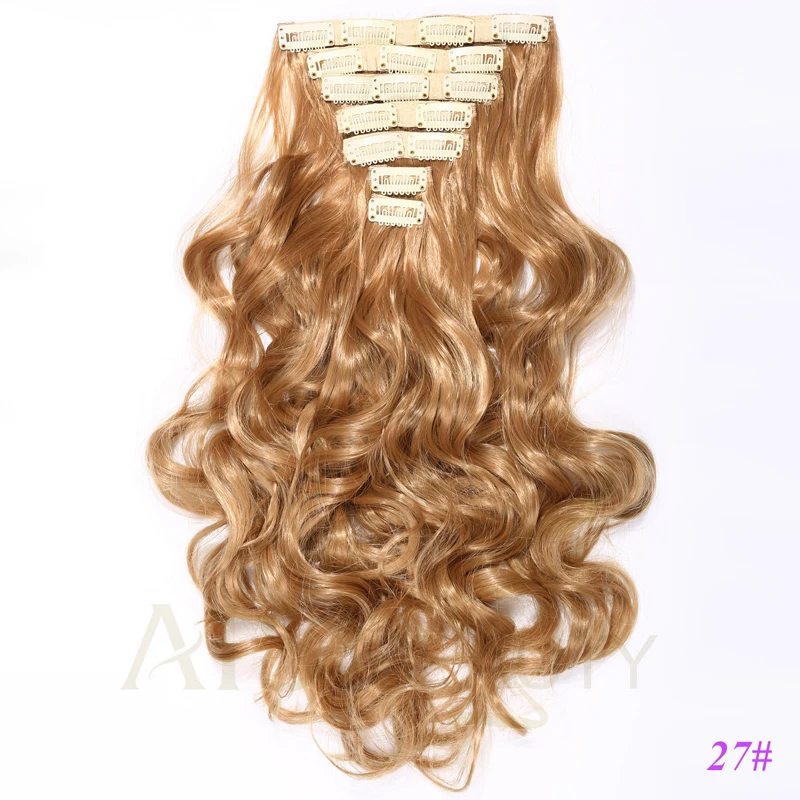 AISI BEAUTY 2" длинные волнистые синтетические заколки для волос для наращивания для женщин накладные волосы высокотемпературное волокно - Цвет: #27