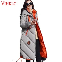 Женское зимнее пальто с длинными рукавами объединённый длинный жакет с капюшоном Толстая теплая хлопковая куртка-пуховик большой размер свободное Женское пальто для отдыха G89