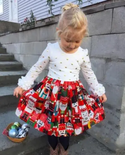 

Toddler Kids Baby Girls Christmas Dress Princess Polka Dot Long Sleeve Dress Clothes 6M-5T