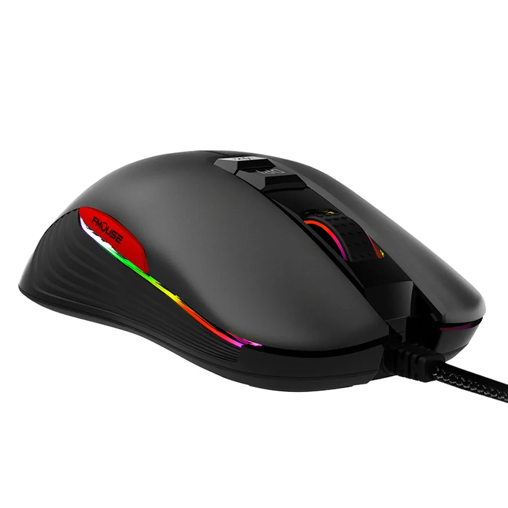 FMOUSE мышь оптическая игровая проводная геймер профессиональная RGB USB для