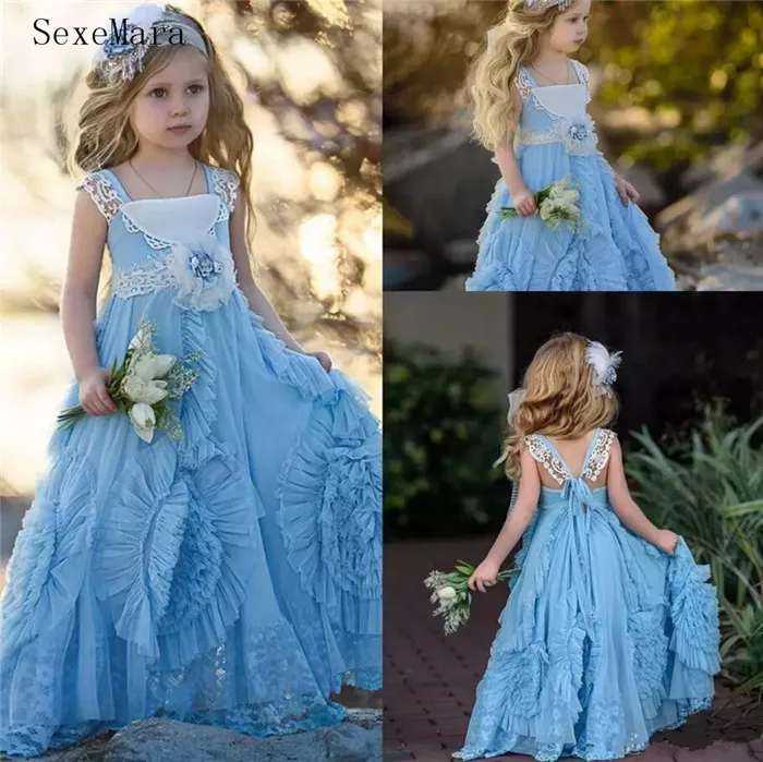 Vintage Light Blue Flower Girls Dress Ruffle Square Neck Lace Pageant Dress For Girls 2018 Girls Birthday Party Dress цена Vintage Light Blue Flower Girls Dress Ruffle Square Neck Lace Pageant Dress For Girls 2018 Girls Birthday Party Dress цены онлайн