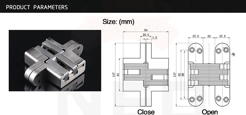 NAIERDI-4009 304 нержавеющая сталь скрытые петли 28x117 мм невидимые скрытые складные дверные петли с винтом для мебельной фурнитуры