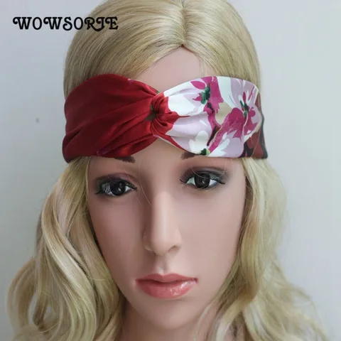 Impressão de Seda Boemia para Mulheres de Impressão Faixa de Cabelo Wowsorie Novas Senhoras Headbands Cruzadas nó Headwrap Turban Headband Férias 2020