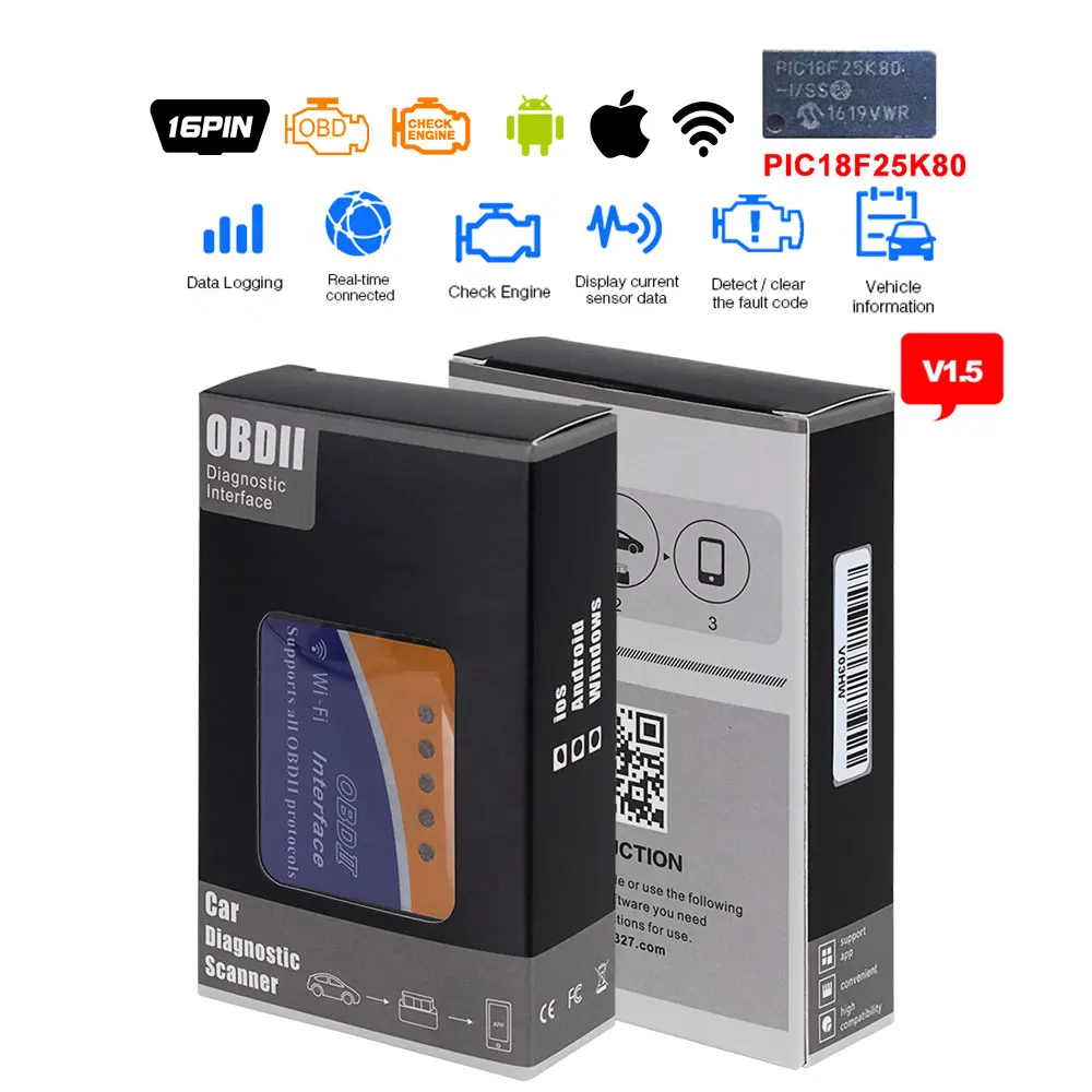 OBD2 сканер ELM327 Bluetooth/Wifi V1.5 с PIC18F25K80 диагностический obd2 bluetooth obd ii ELM 327 для Android/PC диагностический инструмент - Цвет: SC03-L04 V1.5 PIC