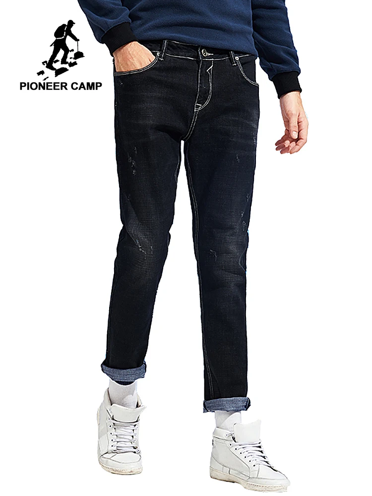 Мужские облегающие джинсы Pioneer Camp черные однотонные джинсовые брюки Стрейчевые