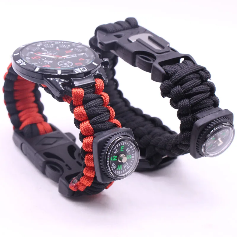 EDC Multi Tools Tactical Camouflage Outdoor survival watch bracelet compass Rescue Rope paracord Camping equipment (17)