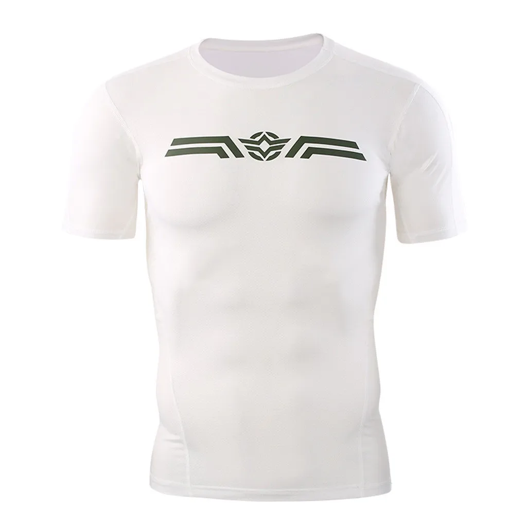 

Perimedes Men's Summer Fitness Fast Drying Breathable Sports Tight Short Sleeve Layer Fitness Sport Shirt vTops#g35
