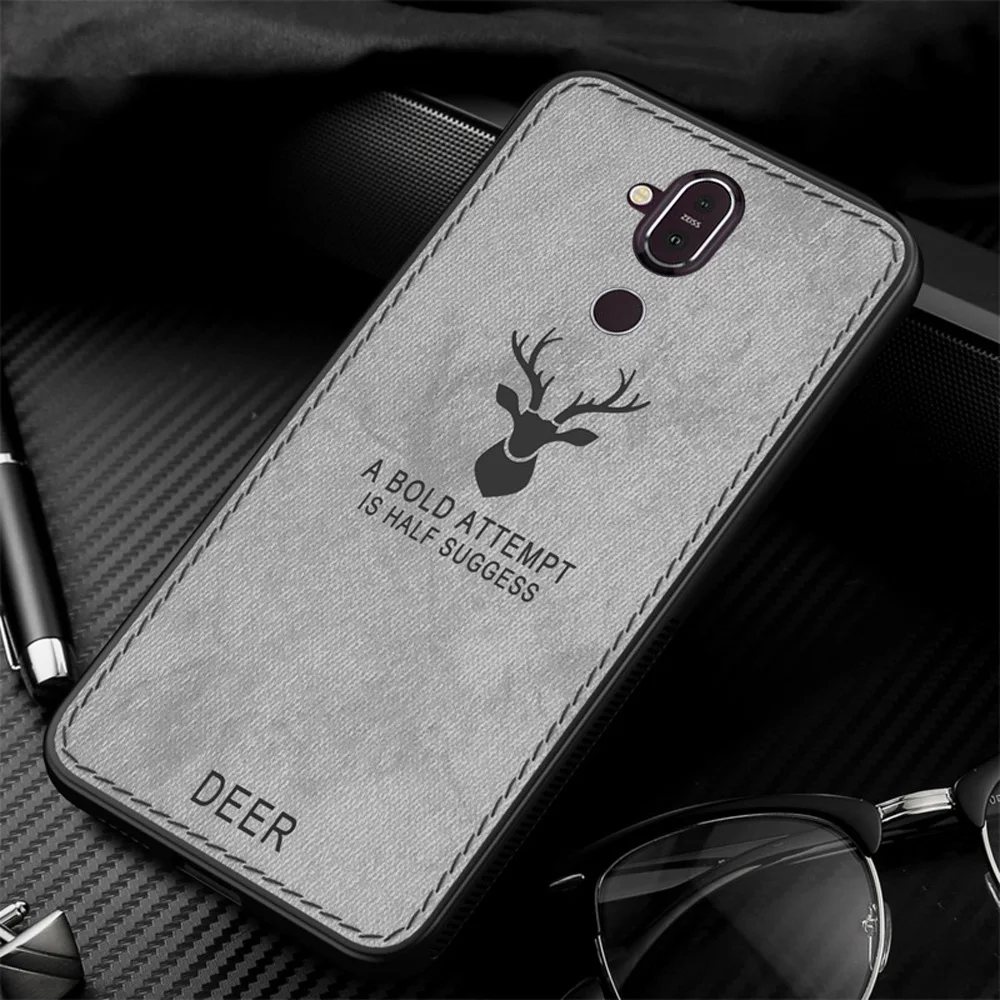 

For Nokia 8.1 Case Vintage Fabric Leather Deer Pattern Cover For Nokia 7 Plus 5.1 6.1 X7 Cloth Case 6.1 Plus Back Cover (E1226)