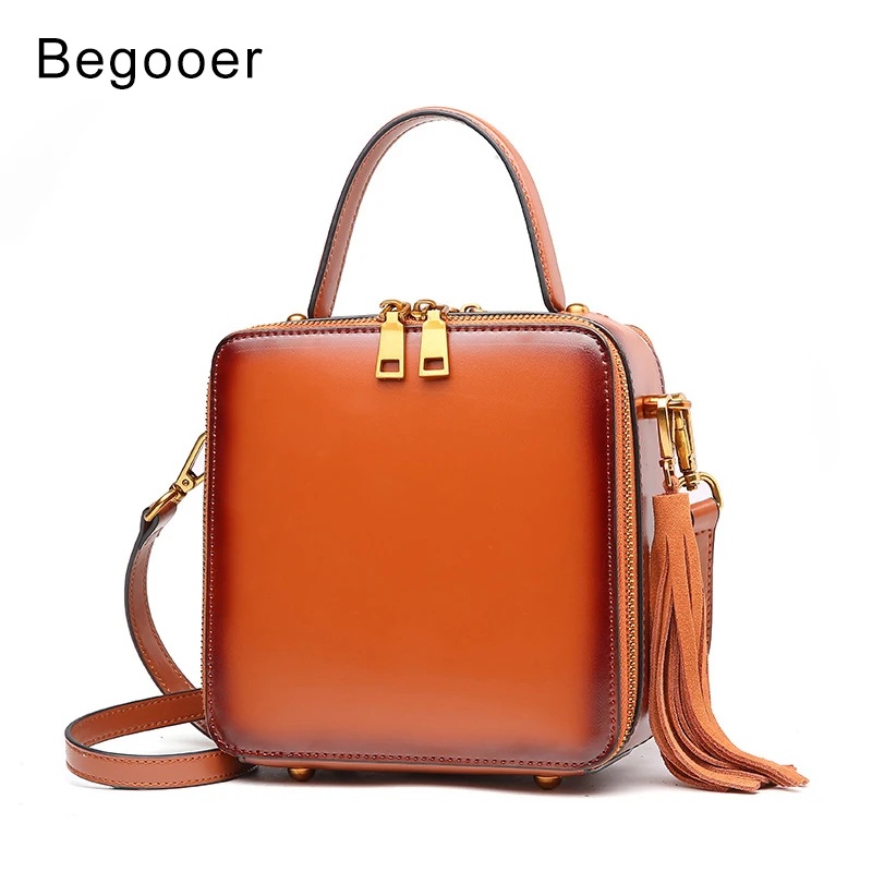 

BEGOOER Vintage Handbags Genuine Leather Bags Female Fashion Messenger Bag Women's handbags Square Box Bag Bolsas Femininas