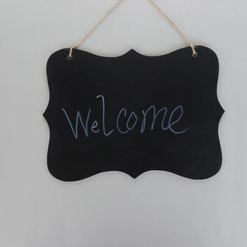 

1PC 23*16cm DIY Hanging Wood Blackboard with Rope Message Label Memo Sign Mini School Home Hanging Blackboard