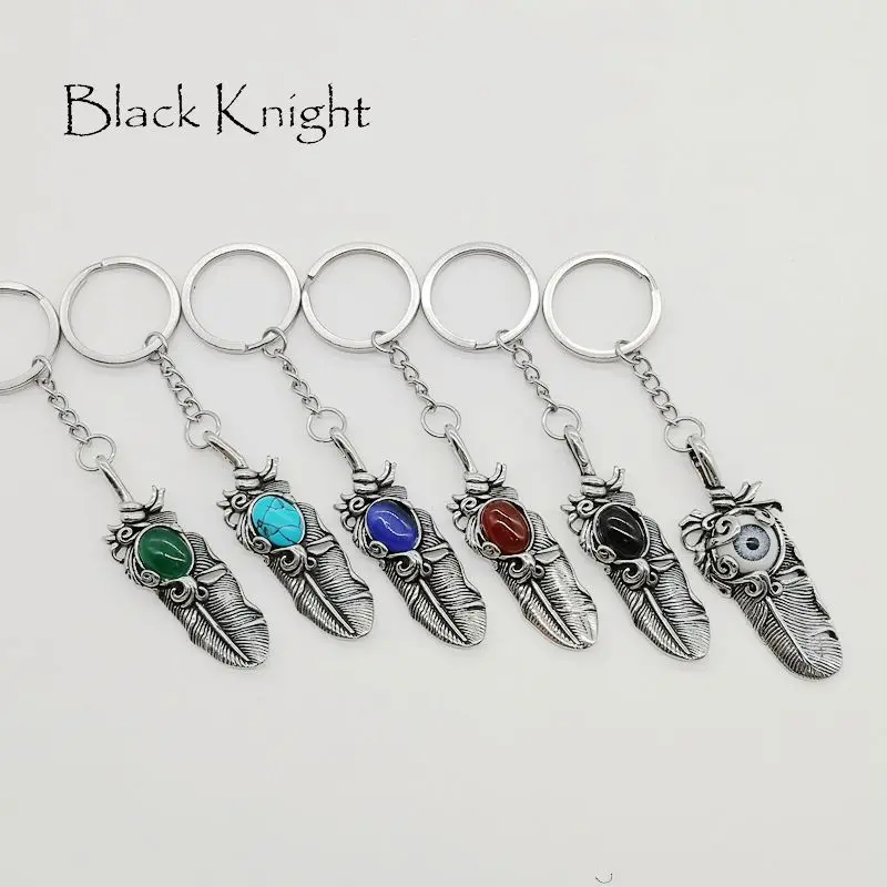 2021 AW Vintage silver Eagle Feather charm keychain stainless steel Natural stone Animal feather keyrings | Украшения и