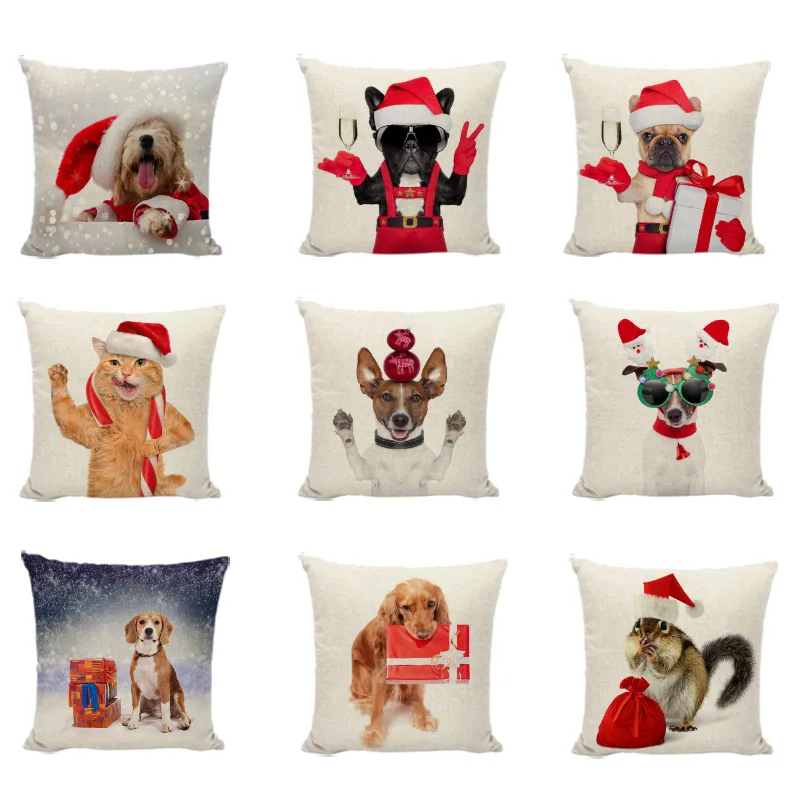 Celebrate Christmas Dogs Cushion Covers Maltese Dog Beagle Bulldog