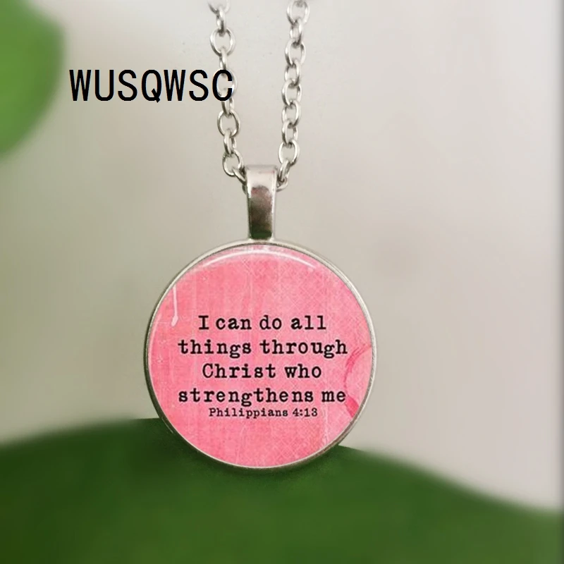 

WUSQWSC Bible Verse Jewelry Bible Necklace Philippians 4:13 Bible Verse Inspirational Jewelry Inspirational Necklace Scripture