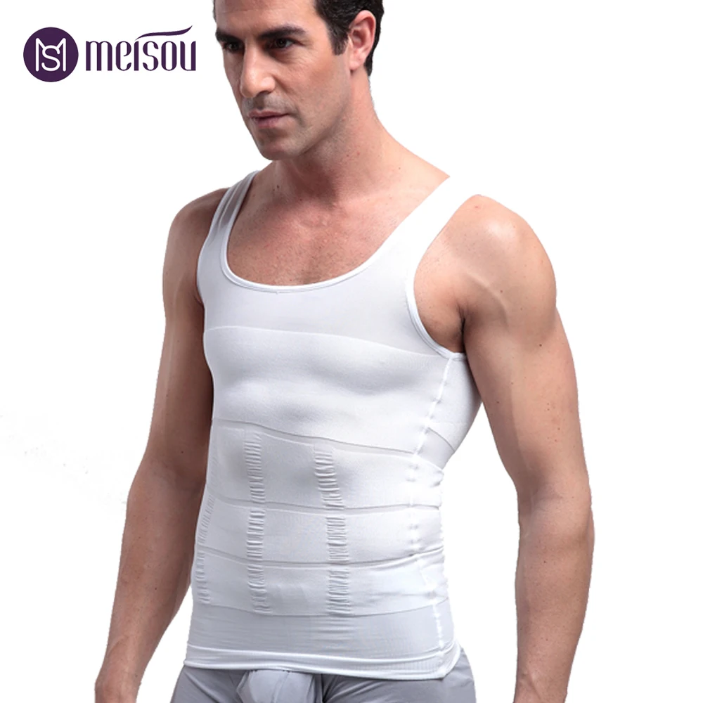 

MEISOU Men's Slimming Body Shapewear Corset Vest Shirt Compression Abdomen Tummy Belly Control Slim Waist Cincher Underwear
