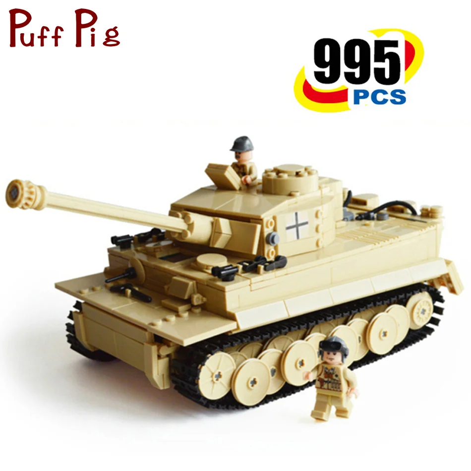 

995pcs Military Germany Heavy Tiger 323 Tank Model Soldiers Guns Building Blocks Compatible Legoed Army ww2 Bricks Toys For Kids