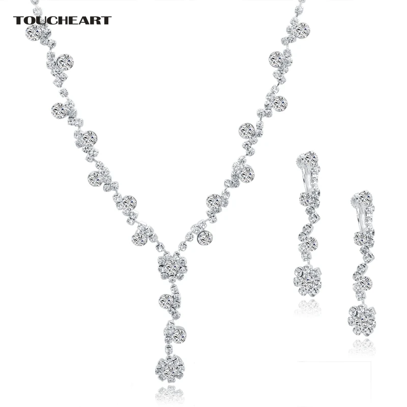 

TOUCHEART Custom Wedding Jewelry Set Crystal Bridal Wedding Jewelry Sets Of Silver Charm Earrings Statement Necklaces SET150004