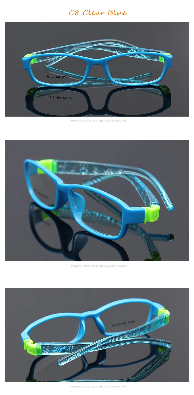 Гнущиеся без винта Детские рамки очки мальчик ребенок очки гибкие Детские рамки очки TR Оптическое стекло 8817