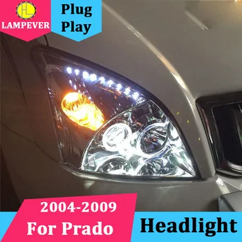 

2 Pcs Car Head Lamp For Toyota Prado LC200 Headlights 2004-2009 O Angel Eyes spot LED Headlight DRL Bi Xenon Lens HID Low Beam