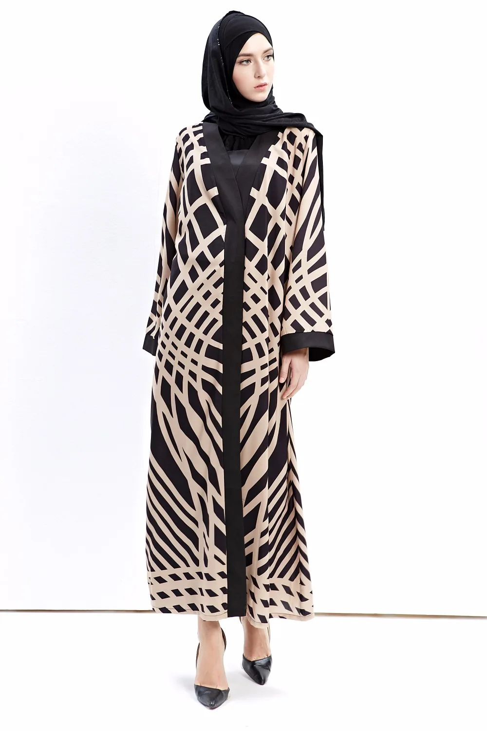 Модная мусульманская абайя принтом Длинные платья хлопок кардиган-кимоно длинные халаты Туника Ближний Восток Рамадан Исламская