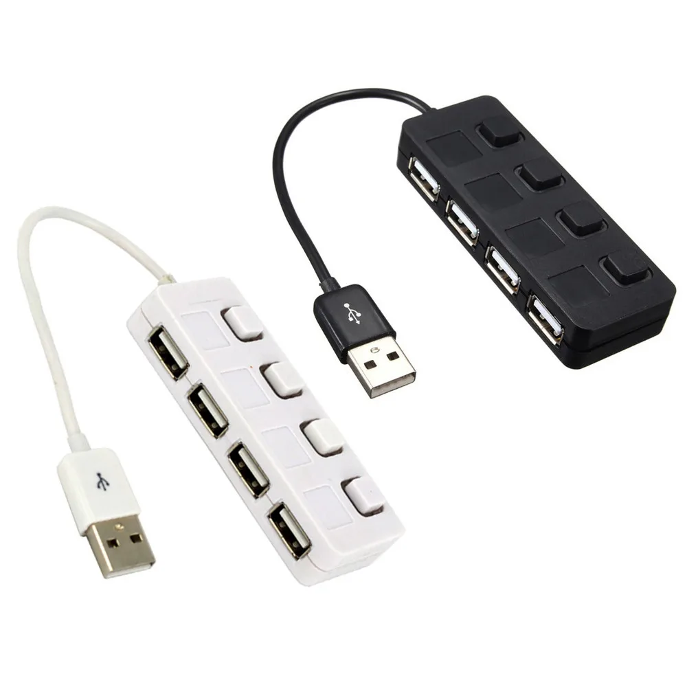 Computer Peripherals USB Hub 4Port USB 2.0 with ON/OFF LED Switch Compact Usb Muti Hub Adapter Expansion Splitter #35