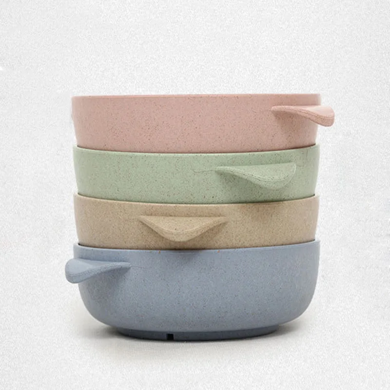 Wheat Straw Children Dinnerware Kids Feeding Bowls With Spoon Baby Dishes Solid Color Food Container Toddler Tableware T0590 Wheat Straw Children Dinnerware Kids Feeding Bowls With Spoon Baby Dishes Solid Color Food Container Toddler Tableware T0590