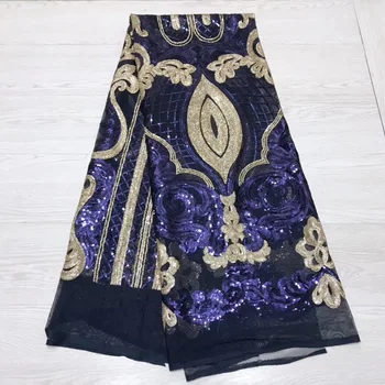 

Most popular African Tulle Lace Fabric, Burgundy Blue Gold Wedding Lace Fabric African fashion Sequins Lace Fabric Wise choice