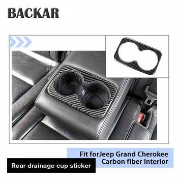 

BACKAR Black Carbon Fiber Back Drainage Cup Frame Trim Car Styling Sticker Interior Cover For Jeep Grand Cherokee Accessories