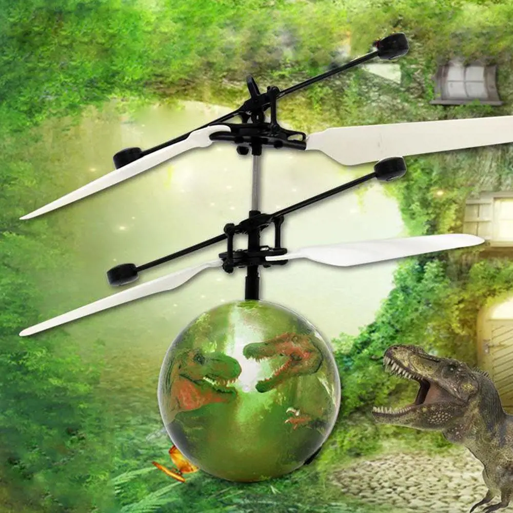 

Crystal Flying Ball Aircraft Floating RC Helicopter Creative Dinosaur Flashing Flying Ball