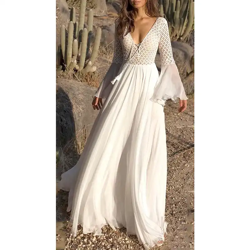 extra long white maxi dress