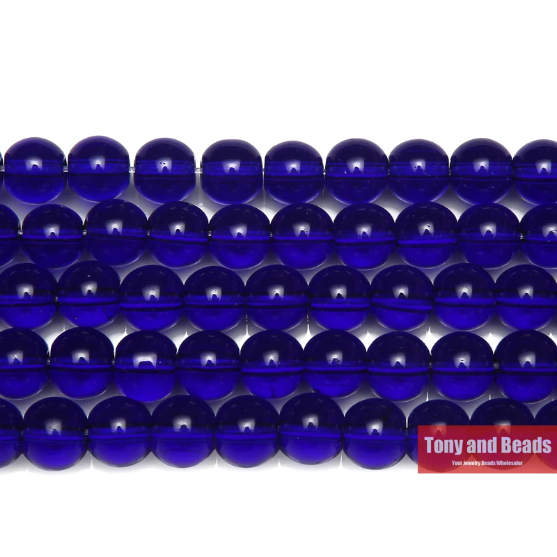 

Free Shipping Smooth Blue Glass Loose Beads 15" Strand 6 8 10 MM Pick Size For Jewelry Making