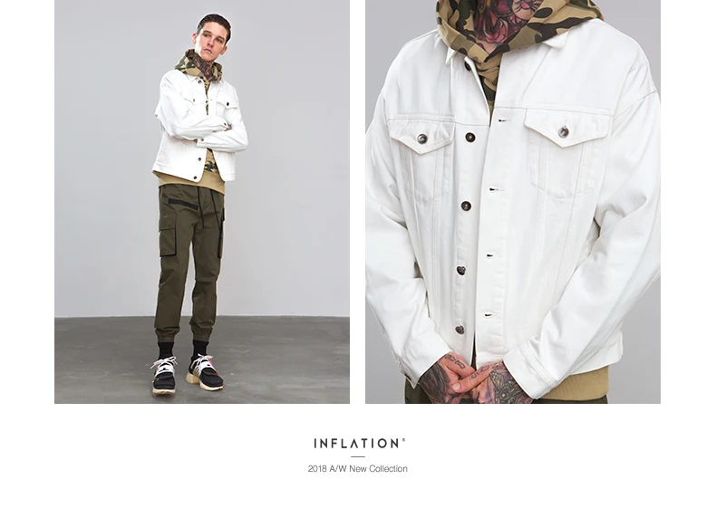 INFLATION A/F Коллекция Мужская Потертая джинсовая куртка мужская облегающая уличная хип-хоп винтажная куртка брендовая одежда 8755W