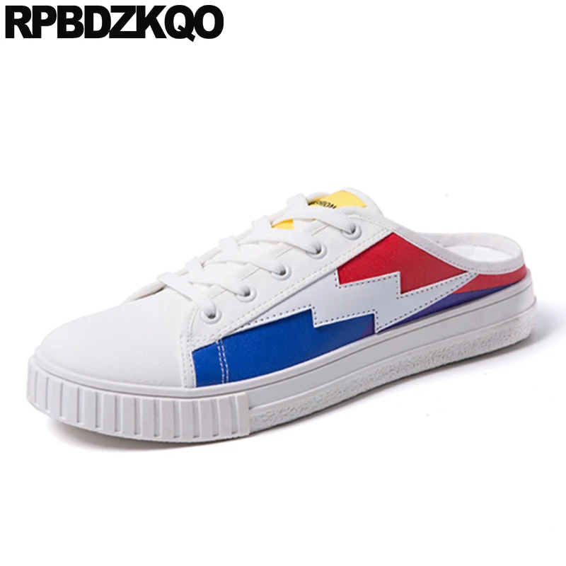 

yellow mules printed shoes sneakers comfort trainers white summer canvas skate casual rubber sole 2019 new men flats slip on