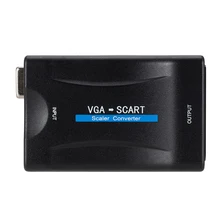 1080 p vga para scart conversor de áudio e vídeo conversor de vídeo digital áudio tv sinal conversor com controle remoto de alimentação cabos vga